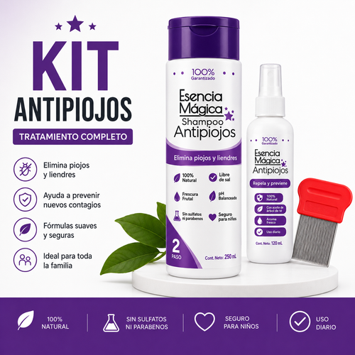 KIT ANTIPIOJOS 100% NATURAL + PEINE GRATIS - ENVÍO GRATIS 😎😉