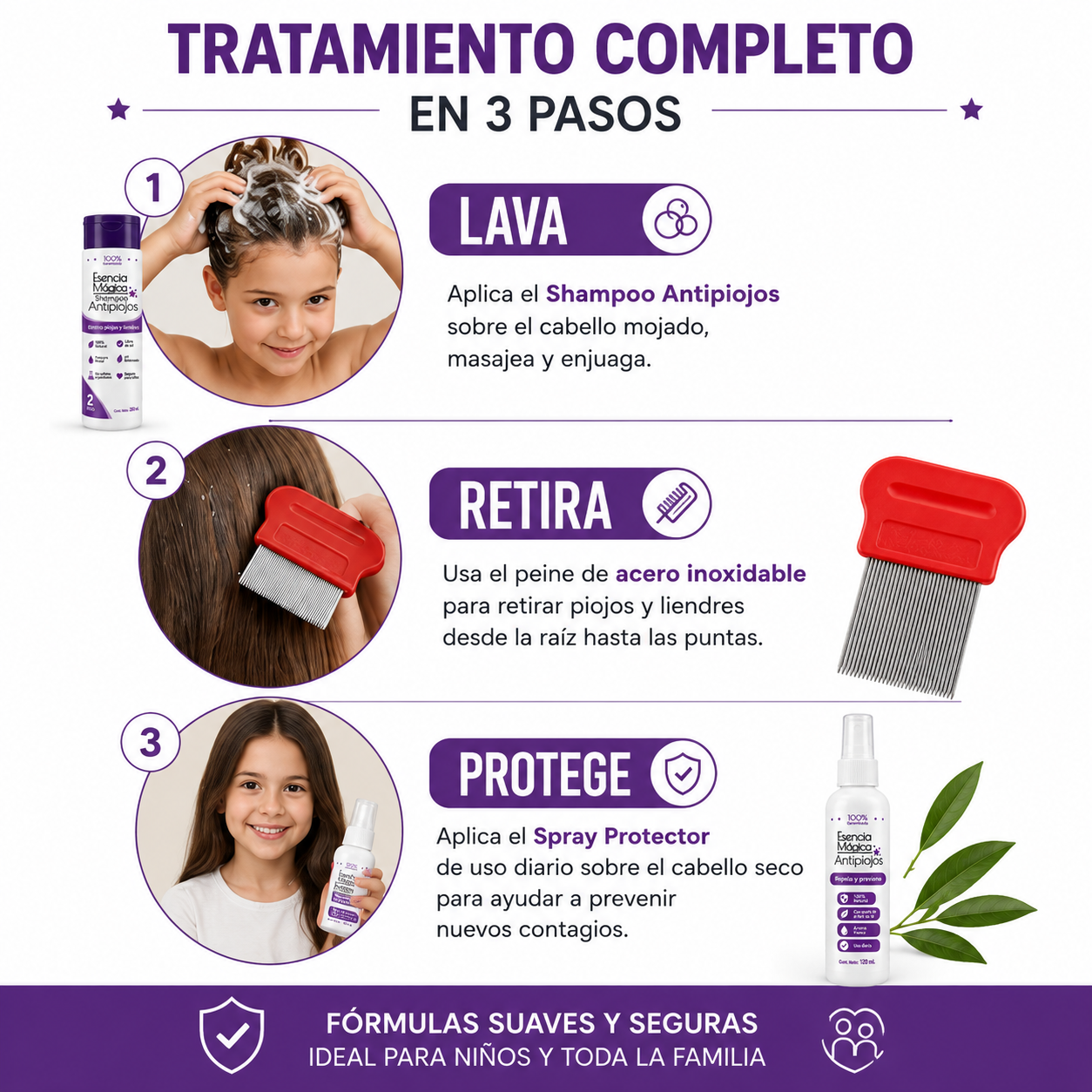 KIT ANTIPIOJOS 100% NATURAL + PEINE GRATIS - ENVÍO GRATIS 😎😉