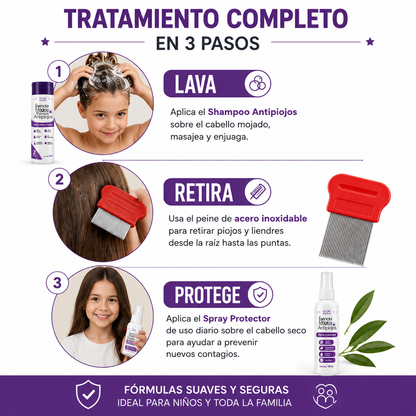 KIT ANTIPIOJOS 100% NATURAL + PEINE GRATIS - ENVÍO GRATIS 😎😉