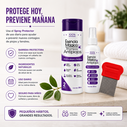 KIT ANTIPIOJOS 100% NATURAL + PEINE GRATIS - ENVÍO GRATIS 😎😉